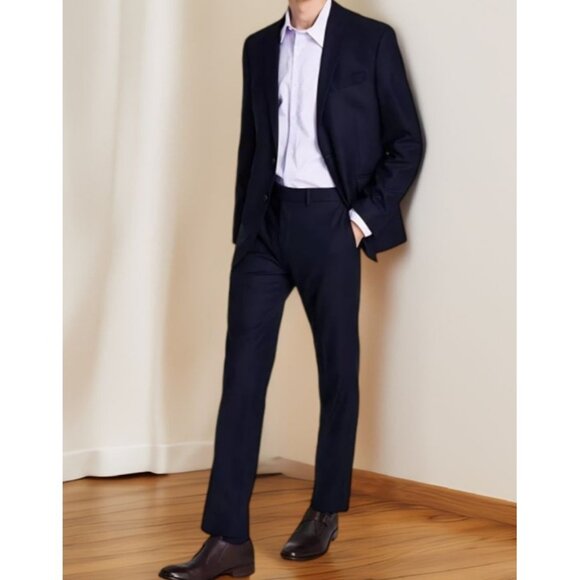 Kenneth Cole Reaction Men Ready Flex Slim Fit Suit Navy Size 46Long 40W Defected - Picture 3 of 3